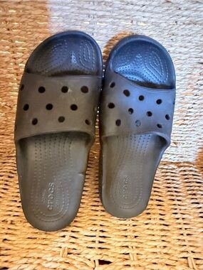 CROCS Kids Black Slide Sandals with Vent Holes